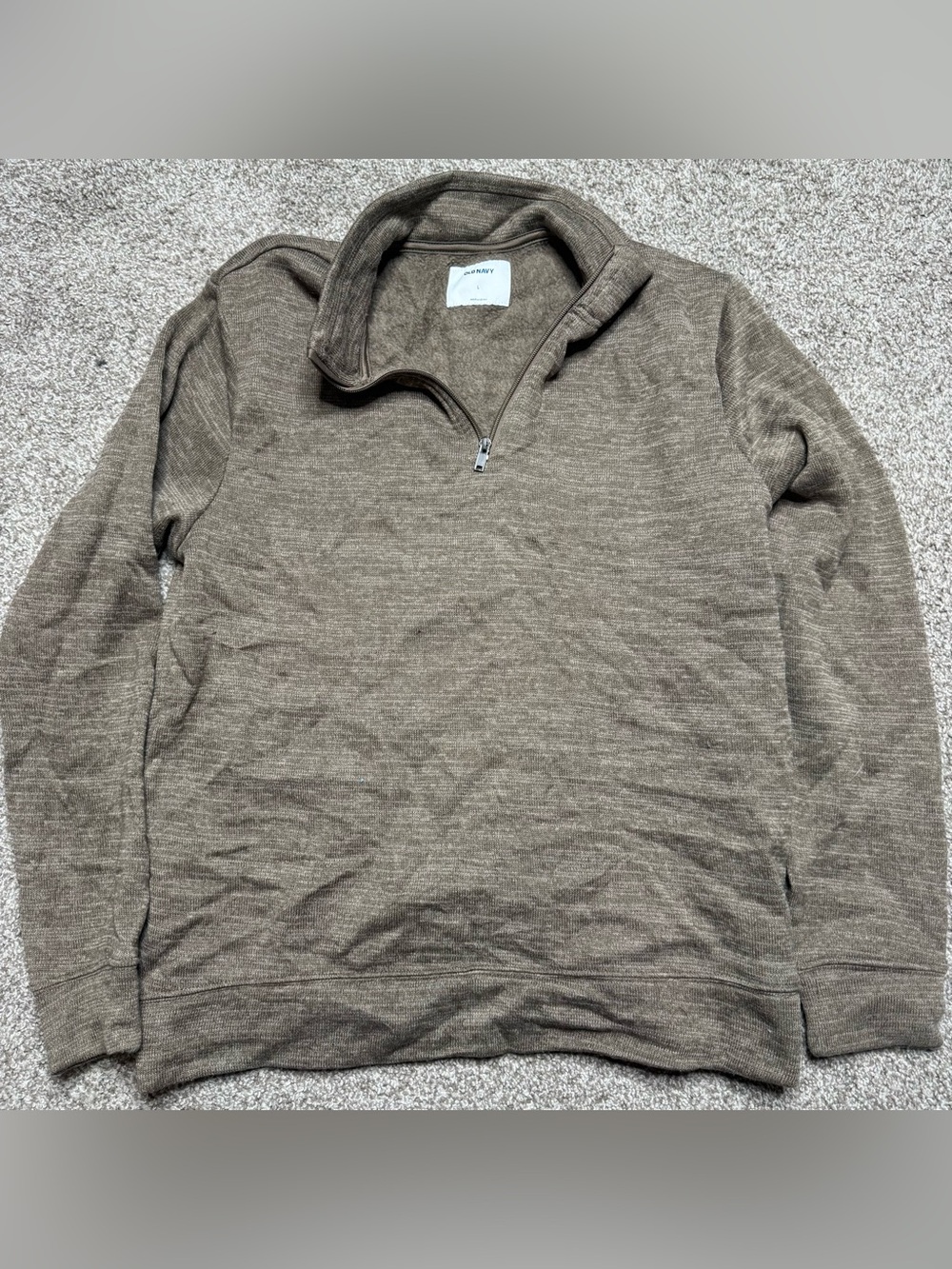 Old Navy Men's Brown 1/4 Zip Long Sleeve Pullover Sweatshirt